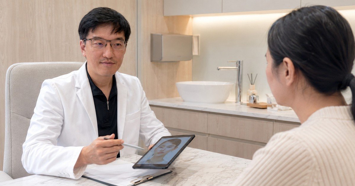 音波拉提療程過程中,專業醫師為患者進行評估與施作