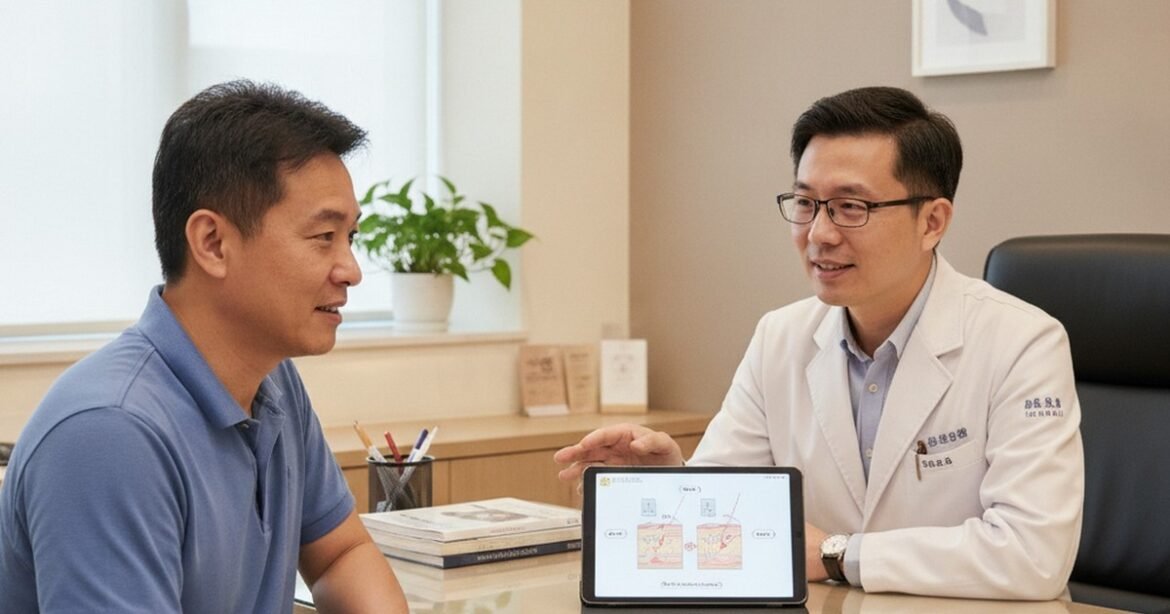吳芮醫師為慢性病患者評估減重筆的安全性與適用性。