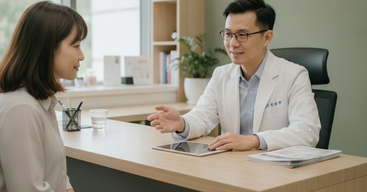 吳芮醫師介紹入門教學中，極線音波探頭作用於臉部改善法令紋與嘴邊肉。